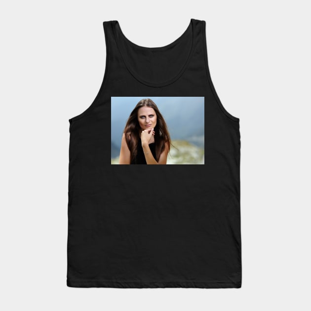 Beautiful woman in a mountain landscape Tank Top by naturalis